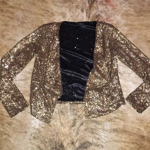 Gold Sequin Blazer Jacket, small